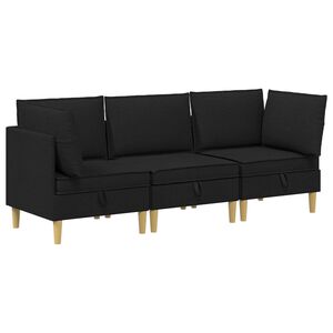 vidaXL Canap&eacute; modulaire avec rangement 3 pcs Noir Tissu