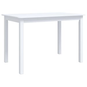 vidaXL Table &agrave; manger Blanc 114x71x75 cm Bois d'h&eacute;v&eacute;a massif
