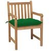 vidaXL Chaises de jardin lot de 6 et coussins vert Bois de teck solide