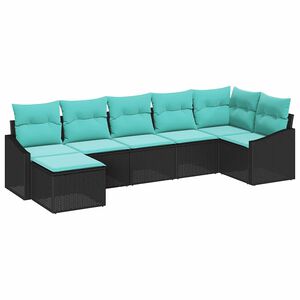 vidaXL Ensemble de Canap&eacute;s 7 pc Noir polyrotin