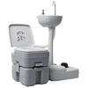 vidaXL Toilette portable de camping et support &agrave; laver les mains Gris
