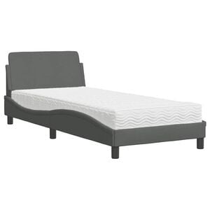 vidaXL Lit avec matelas Dover gris fonc&eacute; 90x200 cm tissu