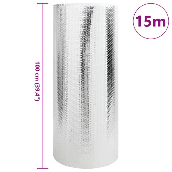 vidaXL R&eacute;flecteur de chaleur pour radiateur Argent&eacute; 15 x 1 m