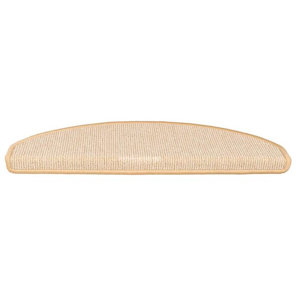 vidaXL Tapis d'escalier 15 pi&egrave;ces 65 x 21 x 4 cm Cr&egrave;me Demi-rond Grand