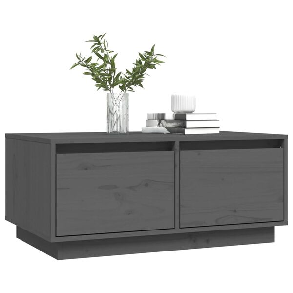 vidaXL Table basse Gris 80x50x35 cm Bois massif de pin