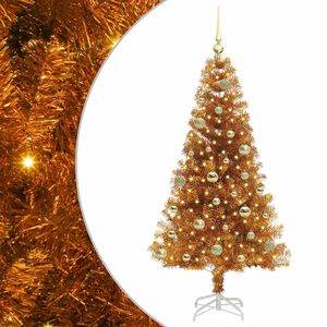vidaXL Sapin de No&euml;l avec 150 LED avec support Dor&eacute; 150 cm PET