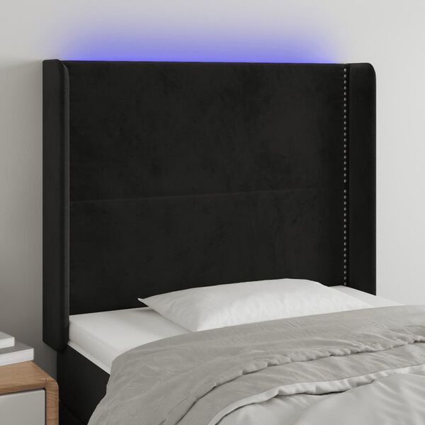 vidaXL T&ecirc;te de lit &agrave; LED Noir 103x16x118/128 cm Velours