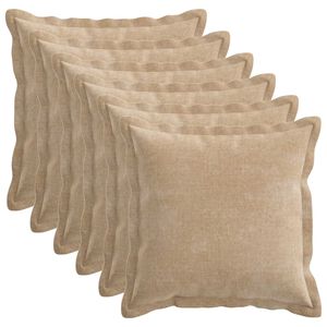 vidaXL Housse de coussin 6 pc HOUTEN Taupe 35 x 35 cm Tissu Chenille