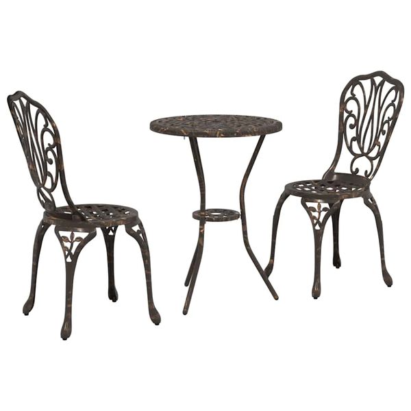 vidaXL Ensemble bistro de jardin 3 pcs Bronze Aluminium