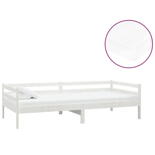 vidaXL Lit de repos avec matelas 90x200 cm Blanc Bois de pin massif