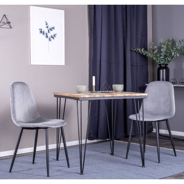 Venture Home Chaises &agrave; manger lot de 2 Polar velours gris et noir