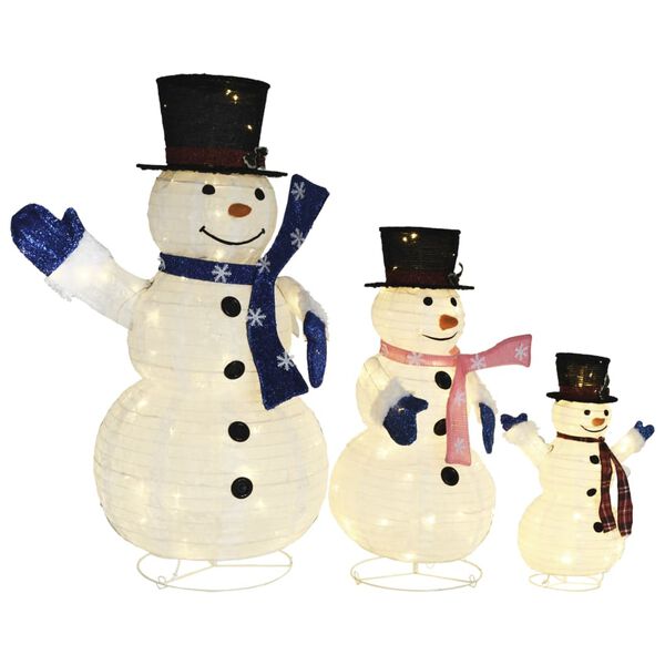 vidaXL D&eacute;coration de No&euml;l Figurines de famille Bonhomme de neige &agrave; LED