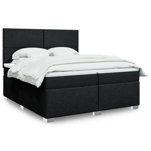 vidaXL Sommier &agrave; lattes de lit avec matelas Noir 200x200 cm Tissu