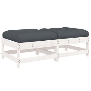 vidaXL Repose-pieds de jardin coussins lot de 2 blanc bois pin massif