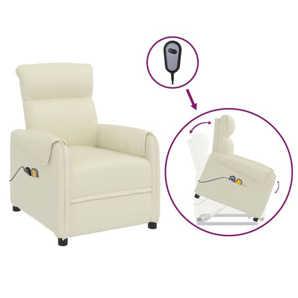 vidaXL Fauteuil de massage Cr&egrave;me Similicuir