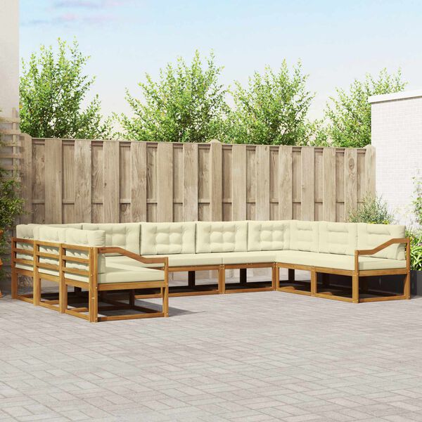 vidaXL Ensemble de canap&eacute;s d'ext&eacute;rieur 9 pcs Naturel et Cr&egrave;me