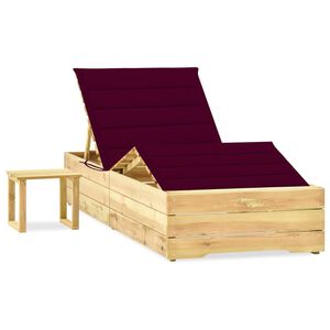 vidaXL Chaise longue de jardin avec table et coussin Pin impr&eacute;gn&eacute;