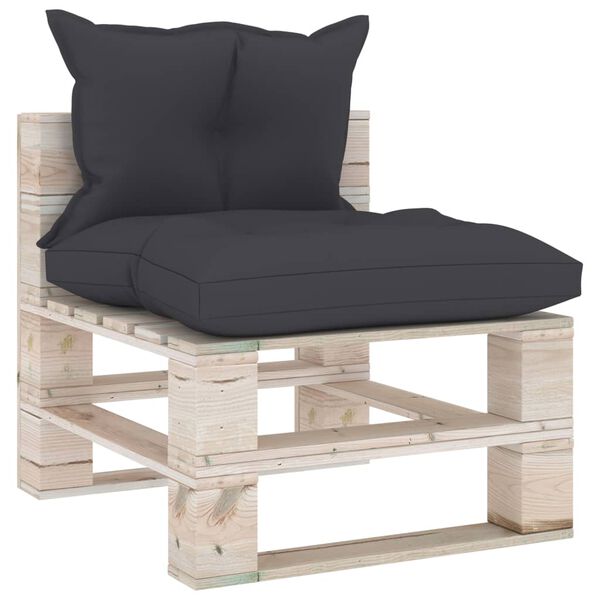 vidaXL Canap&eacute; de milieu palette de jardin avec coussins Bois de pin