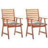 vidaXL Chaises &agrave; manger d'ext&eacute;rieur lot de 2 et coussins Acacia massif