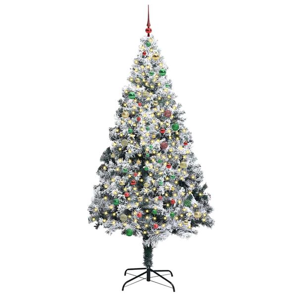 vidaXL Sapin de No&euml;l artificiel Blanc 240 cm PVC, Acier et Plastique