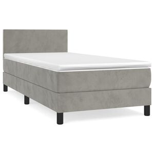 vidaXL Sommier &agrave; lattes de lit et matelas Gris clair 80x200 cm Velours