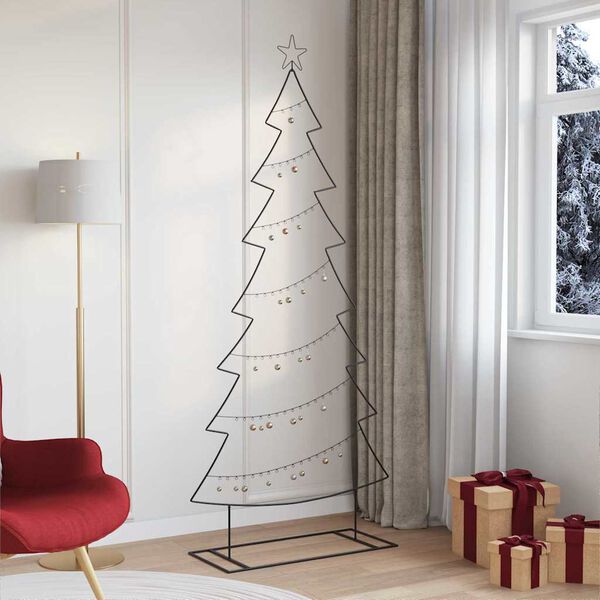 vidaXL Arbre de Noël en métal avec support Noir 210 cm Acier