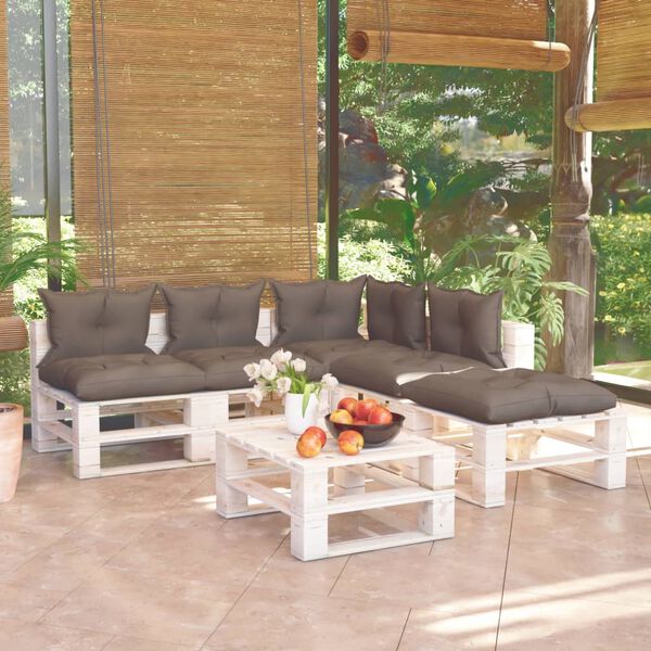 vidaXL Salon palette de jardin 6 pcs avec coussins bois de pin