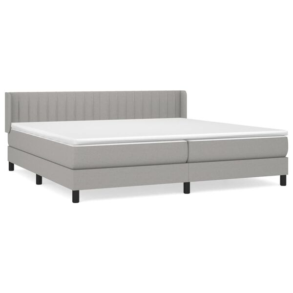 vidaXL Sommier &agrave; lattes de lit avec matelas Gris clair 200x200cm Tissu