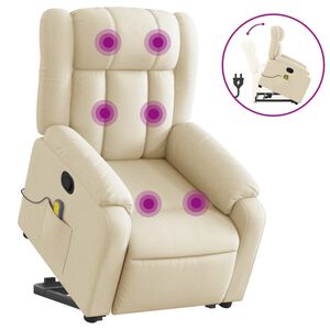 vidaXL Fauteuil inclinable de massage Cr&egrave;me Tissu