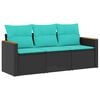 vidaXL Salon de jardin 3 pcs avec coussins noir r&eacute;sine tress&eacute;e