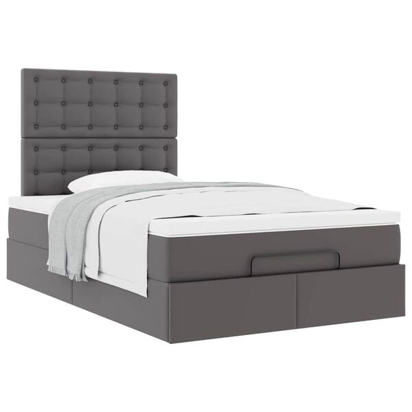 VidaXL Cadre de lit ottoman avec matelas gris 120x190 cm similicuir