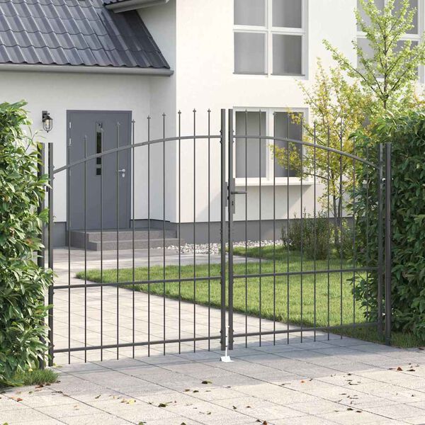 vidaXL Porte de Jardin avec verrouillage Gris 175 x 300 cm Acier