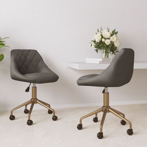 vidaXL Chaises pivotantes &agrave; manger lot de 2 gris fonc&eacute; velours