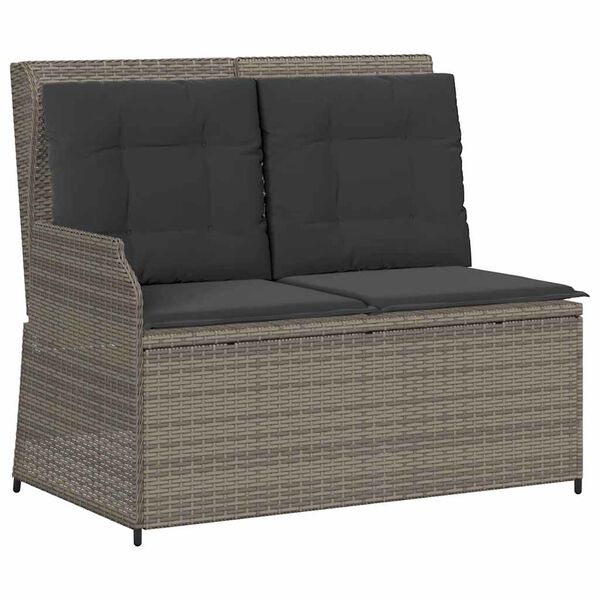 vidaXL Salon de jardin 3 pcs avec coussins Gris Résine tressée