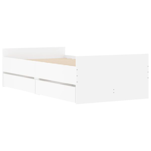 vidaXL Cadre de lit avec tiroirs sans matelas blanc 90x190 cm