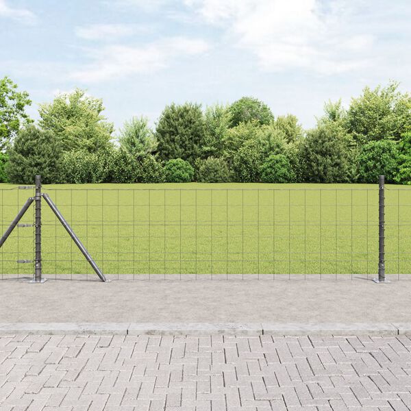 vidaXL Cl&ocirc;ture avec poteau Gris 0,6 x 25 m Acier et PVC