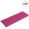 vidaXL Tapis d'escalier 30 pi&egrave;ces 65 x 21 x 4 cm Rose Bord rectangulaire