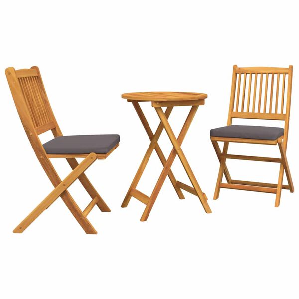 vidaXL Ensemble bistro de jardin 3 pcs Marron Bois d'acacia massif