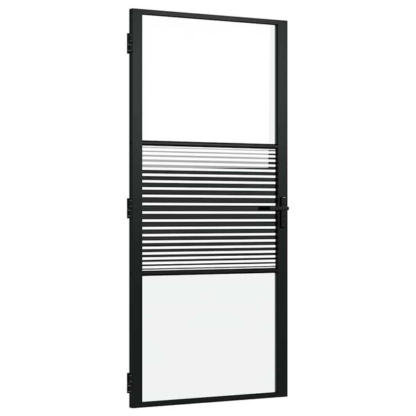 vidaXL Porte intérieure Noir 93 x 201.5 cm Verre trempé et Aluminium