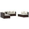 vidaXL Salon de jardin 6 pcs avec coussins R&eacute;sine tress&eacute;e Marron