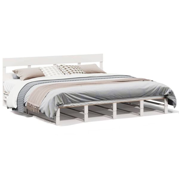 vidaXL Cadre de lit sans matelas blanc 200x200 cm bois massif de pin