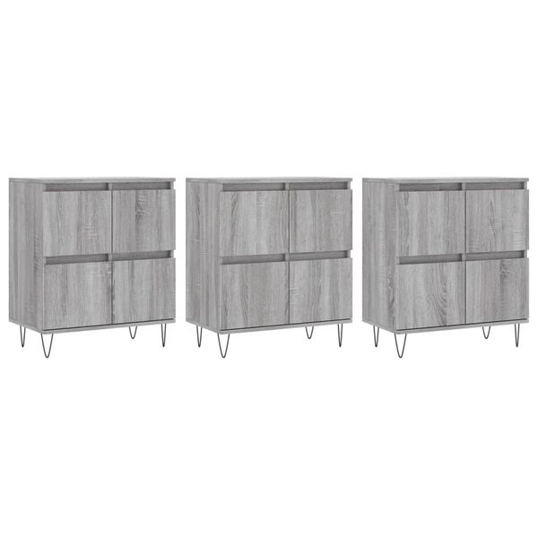 vidaXL Buffets 3 pcs Sonoma gris Bois d'ingénierie