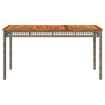 vidaXL Table de jardin gris 140x80x75 cm résine tressée et bois acacia