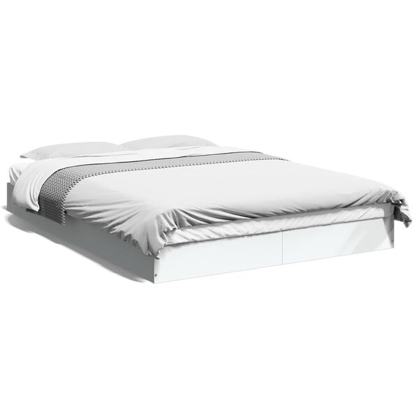 vidaXL Cadre de lit sans matelas blanc 120x190 cm bois d'ing&eacute;nierie