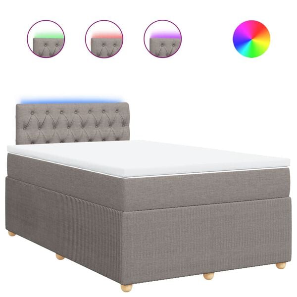 vidaXL Sommier &agrave; lattes de lit avec matelas Taupe 120x200 cm Tissu