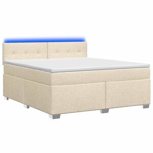 vidaXL Lit de box spring avec matelas et LED Cr&egrave;me 140 x 200 cm Tissu