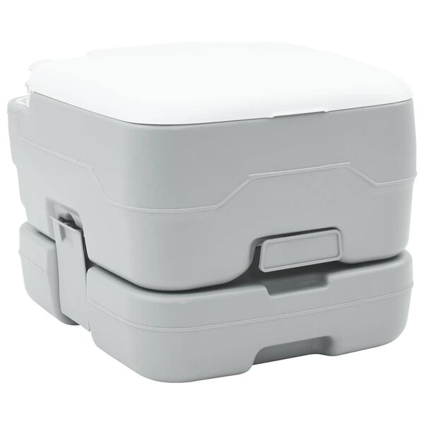 vidaXL Toilette de Camping Gris et blanc 41,5 x 36,5 x 30 cm