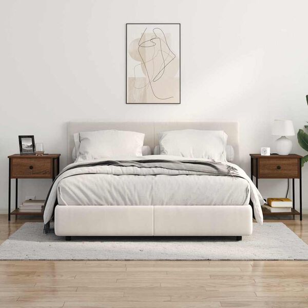 vidaXL Cabinet de chevet avec tiroir 2 pcs Ch&ecirc;ne brun 42 x 41 x 56 cm