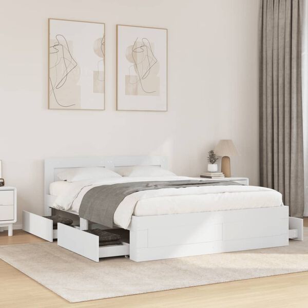 vidaXL Cadre de lit avec t&ecirc;te de lit sans matelas blanc 140x190 cm
