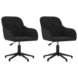 vidaXL Chaises pivotantes &agrave; manger lot de 2 Noir Velours